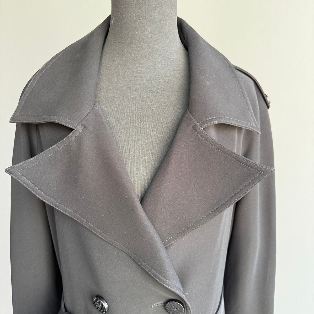 MYCRA PAC black Rain Coat  - Trench Double Breasted Classy EUC Sz 1 S/M - Picture 10 of 14